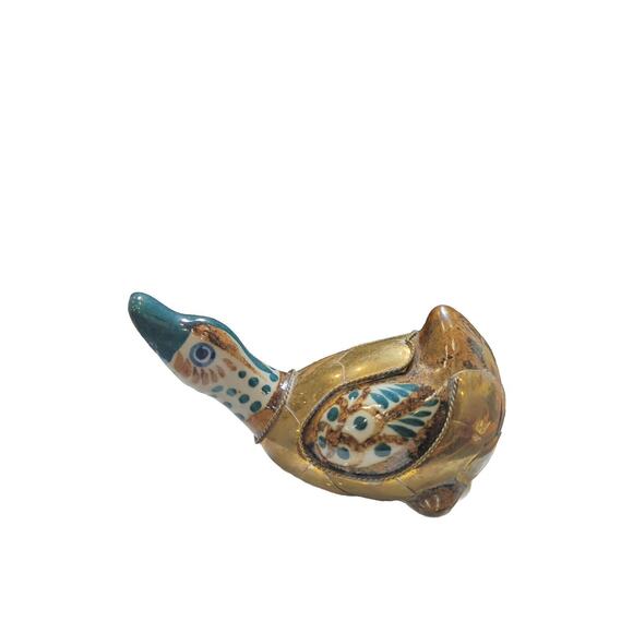 Vintage Tonala Duck Pottery with Brass Body Armour - Picture 4 of 9